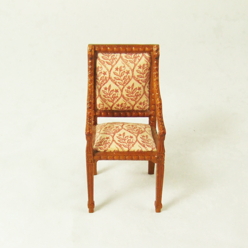 11002 High End Miniature walnut Armchair w/ Red Fabric -1" scale